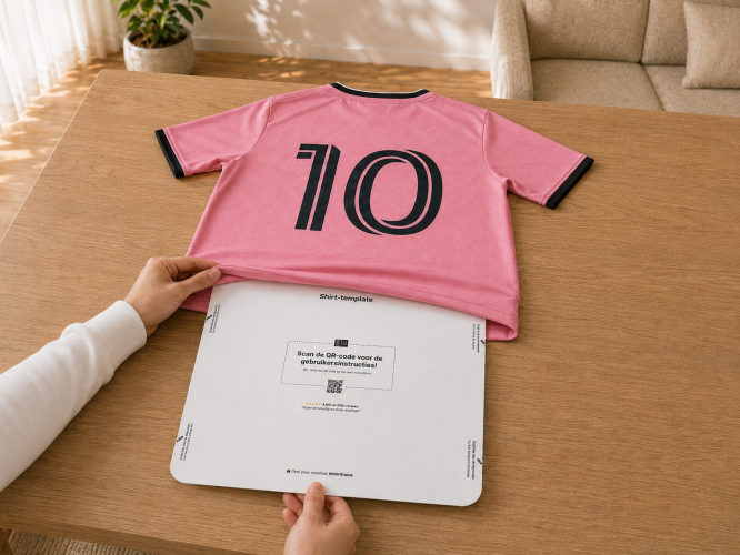 Le gabarit ShirtFrame est glissé sous un maillot de sport