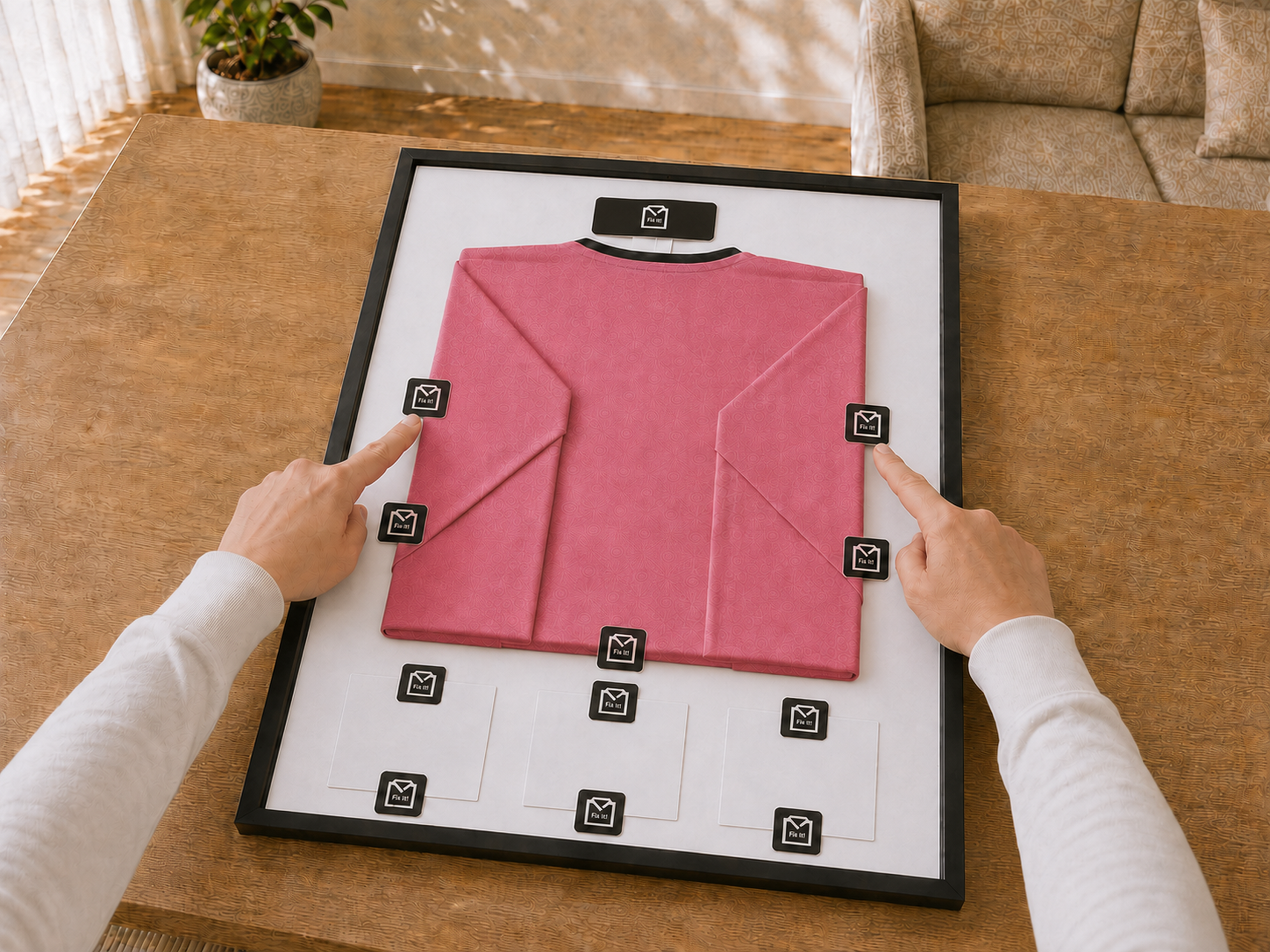 Maillot de sport fixé proprement dans le système ShirtFrame